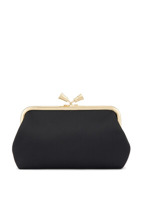 Maud Tassel Clutch in Recycled Satin:BLK:One Size
